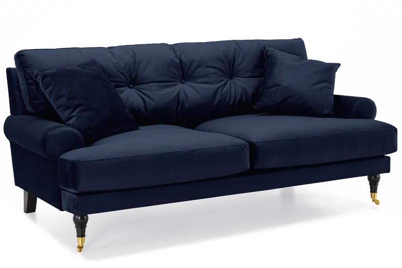 Andrew Sofagruppe 3-personers + 2-personers Sofa + Lænestol + Fodskammel i Fløjl - Blå - Møbler - Sofaer - Sofagrupper - Howard sofagruppe