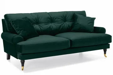 Andrew Sofagruppe 3-personers Sofa + Lænestol + Fodskammel i Fløjl - Grøn - Møbler - Sofaer - Sofagrupper - Howard sofagruppe