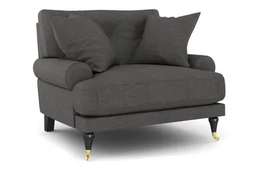 Andrew Sofagruppe 3-personers + 2-personers Sofa + Lænestol + Fodskammel i Fløjl - Mørkegrå - Møbler - Sofaer - Sofagrupper - Howard sofagruppe