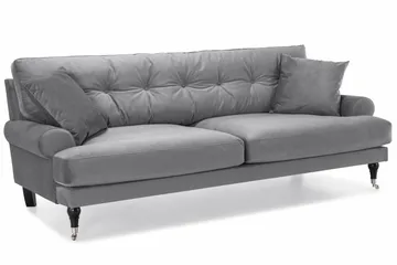 Andrew Sofagruppe 3-personers Sofa + Lænestol + Fodskammel i Fløjl - Lysegrå - Møbler - Sofaer - Sofagrupper - Howard sofagruppe