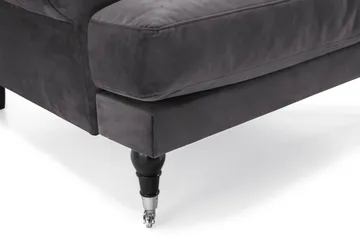Andrew Sofagruppe 3-personers Sofa + Lænestol + Fodskammel i Fløjl - Mørkegrå - Møbler - Sofaer - Sofagrupper - Howard sofagruppe