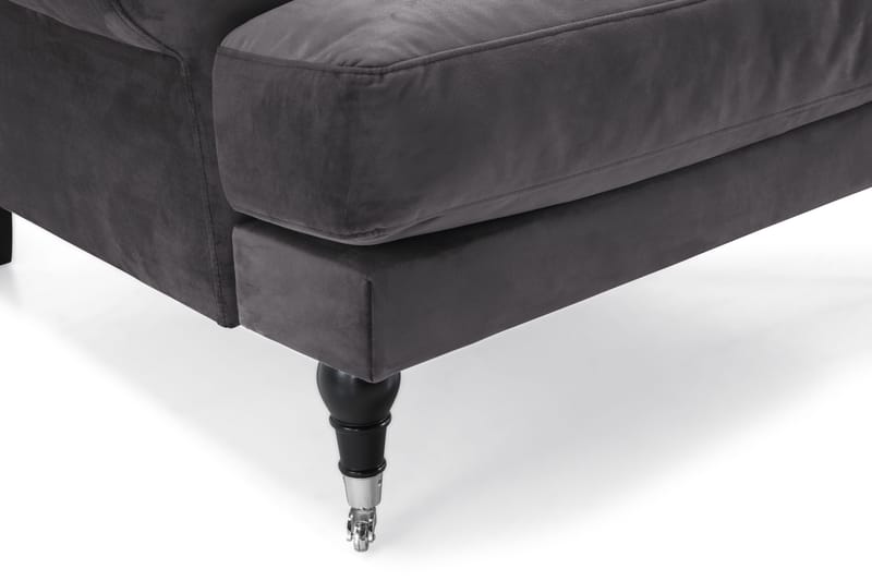 Andrew Sofagruppe 3-personers Sofa + Lænestol + Fodskammel i Fløjl - Mørkegrå - Møbler - Sofaer - Sofagrupper - Howard sofagruppe
