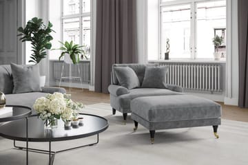 Andrew Sofagruppe 3-personers Sofa + Lænestol + Fodskammel i Fløjl - Lysegrå - Møbler - Sofaer - Sofagrupper - Howard sofagruppe