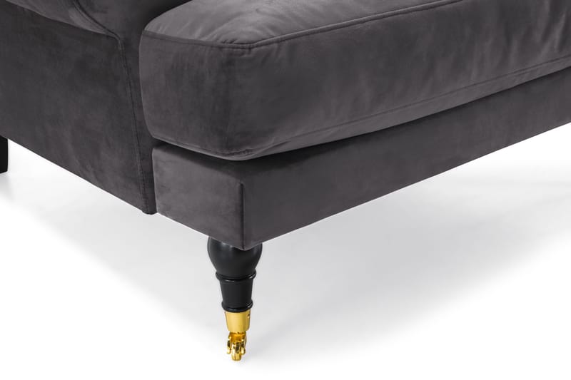 Andrew Sofagruppe 3-personers Sofa + Lænestol + Fodskammel i Fløjl - Mørkegrå - Møbler - Sofaer - Sofagrupper - Howard sofagruppe