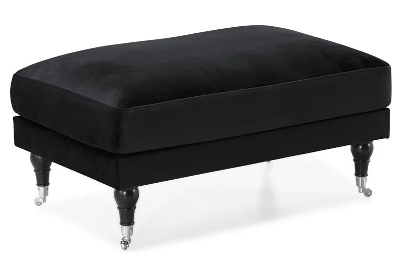 Andrew Sofagruppe 3-personers + 2-personers Sofa + Lænestol + Fodskammel i Fløjl - Sort - Møbler - Sofaer - Sofagrupper - Howard sofagruppe