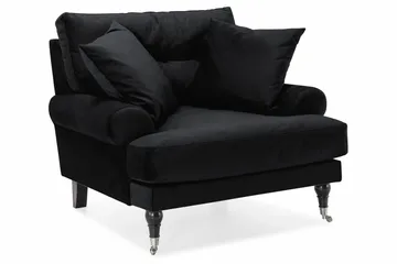Andrew Sofagruppe 3-personers Sofa + Lænestol + Fodskammel i Fløjl - Sort - Møbler - Sofaer - Sofagrupper - Howard sofagruppe