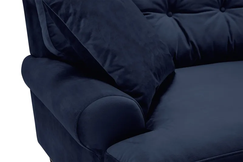Andrew Sofagruppe 3-personers + 2-personers Sofa + Lænestol + Fodskammel i Fløjl - Blå - Møbler - Sofaer - Sofagrupper - Howard sofagruppe