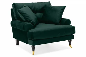 Andrew Sofagruppe 3-personers + 2-personers Sofa + Lænestol + Fodskammel i Fløjl - Grøn - Møbler - Sofaer - Sofagrupper - Howard sofagruppe