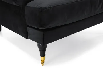 Andrew Sofagruppe 3-personers Sofa + Lænestol + Fodskammel i Fløjl - Sort - Møbler - Sofaer - Sofagrupper - Howard sofagruppe