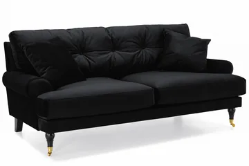 Andrew Sofagruppe 3-personers Sofa + Lænestol + Fodskammel i Fløjl - Sort - Møbler - Sofaer - Sofagrupper - Howard sofagruppe