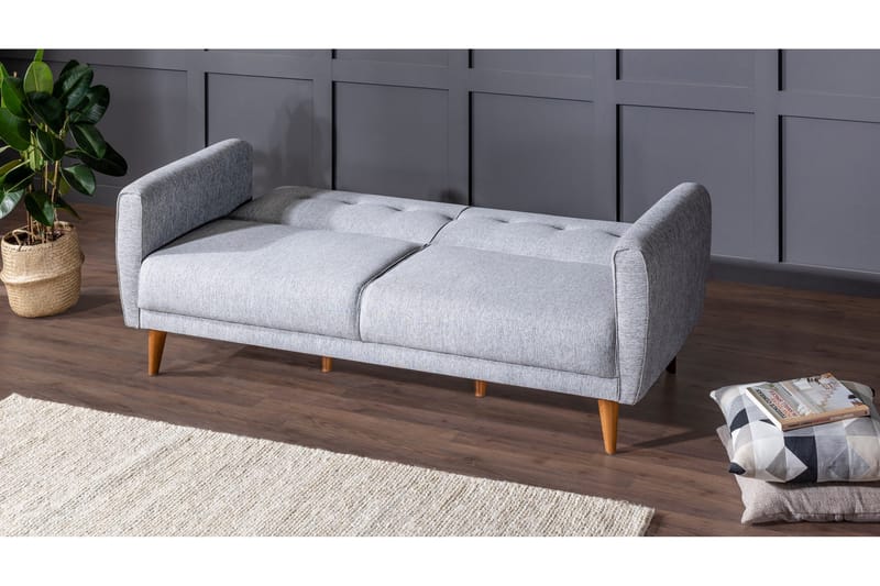 Arianda 3-personers Knapsyet Sofagruppe med Sovefunktion i Stof - Grå - Møbler - Sofaer - Sofagrupper