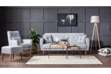 Arianda 3-personers Knapsyet Sofagruppe med Sovefunktion i Stof - Grå - Møbler - Sofaer - Sofagrupper