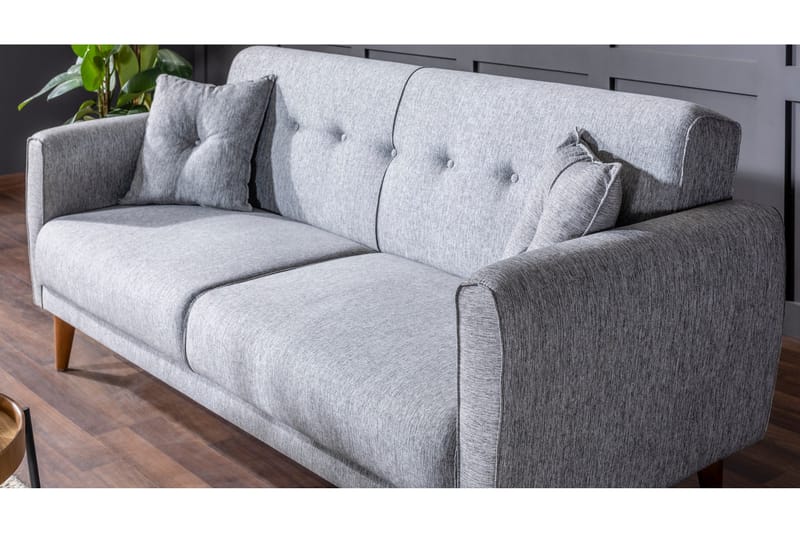 Arianda 3-personers Knapsyet Sofagruppe med Sovefunktion i Stof - Grå - Møbler - Sofaer - Sofagrupper