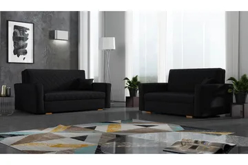 Bensbyn Sofagruppe Ternet mønster - Velour/Sort - Møbler - Sofaer - Sofagrupper