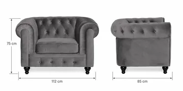 Chesterfield Lyx Sofagruppe 3+2+1 i Velour - Grå - Møbler - Sofaer - Sofagrupper - Sofasæt 3+2+1