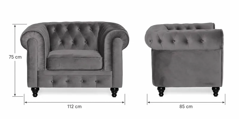 Chesterfield Lyx Sofagruppe 3+2+1 i Velour - Grå - Møbler - Sofaer - Sofagrupper - Sofasæt 3+2+1