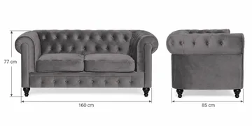 Chesterfield Lyx Sofagruppe 3+2+1 i Velour - Grå - Møbler - Sofaer - Sofagrupper - Sofasæt 3+2+1