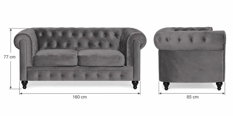 Chesterfield Lyx Sofagruppe 3+2+1 i Velour - Grå - Møbler - Sofaer - Sofagrupper - Sofasæt 3+2+1