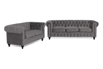 Chesterfield Lyx Sofagruppe 3-pers+2-pers Velour