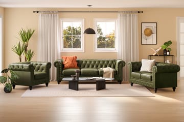 Chesterfield Lyx Sofagruppe 3-pers+2-pers+Lænestol - Grøn - Møbler - Sofaer - Sofagrupper - Sofasæt 3+2+1