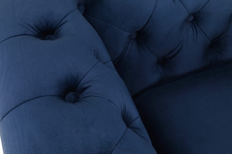 Chesterfield Deluxe Sofagruppe 3-pers+Lænestol+Puf Velour - Petrolblå - Chesterfield sofagruppe