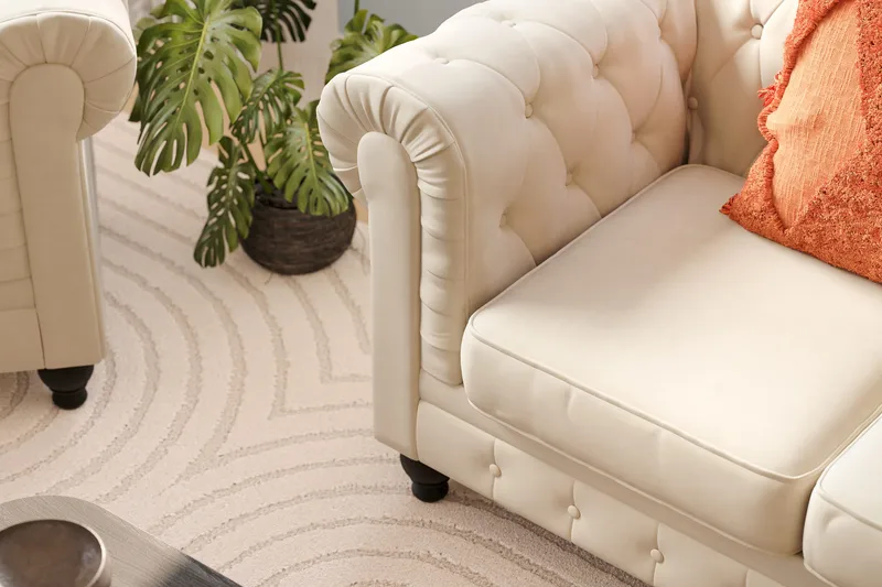 Chesterfield Lyx Sofagruppe 3-pers + 2-pers - Beige - Møbler - Sofaer - Sofagrupper - Chesterfield sofagruppe