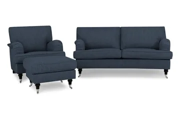Howard Classic Sofagruppe 2-personers Buet Sofa + Lænestol + Fodskammel i Stof