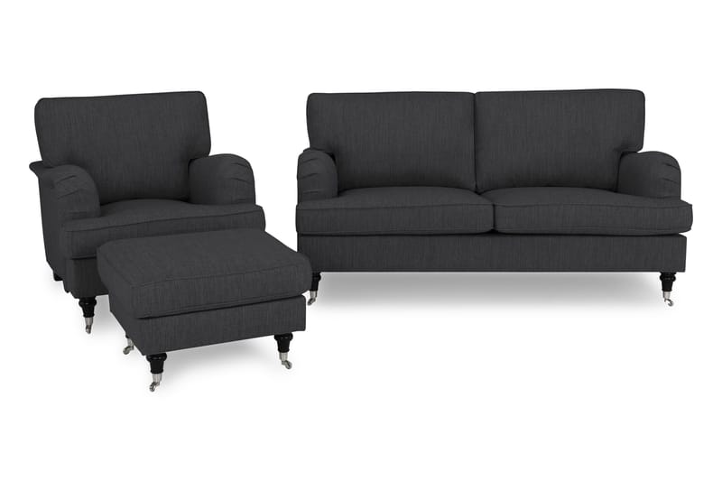 Howard Classic Sofagruppe 3-pers+Lænestol+Puf, Antracit