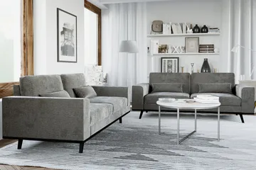 Copenhagen Sofagruppe 3-personers + 2-personers Fløjlssofa - Mørkegrå - Møbler - Sofaer - Sofagrupper - Howard sofagruppe