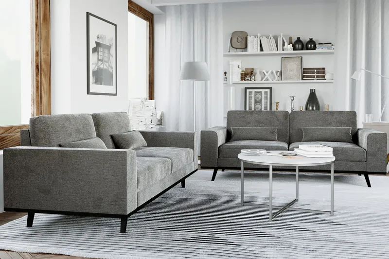 Copenhagen Sofagruppe 3-personers + 2-personers Fløjlssofa - Mørkegrå - Møbler - Sofaer - Sofagrupper - Howard sofagruppe