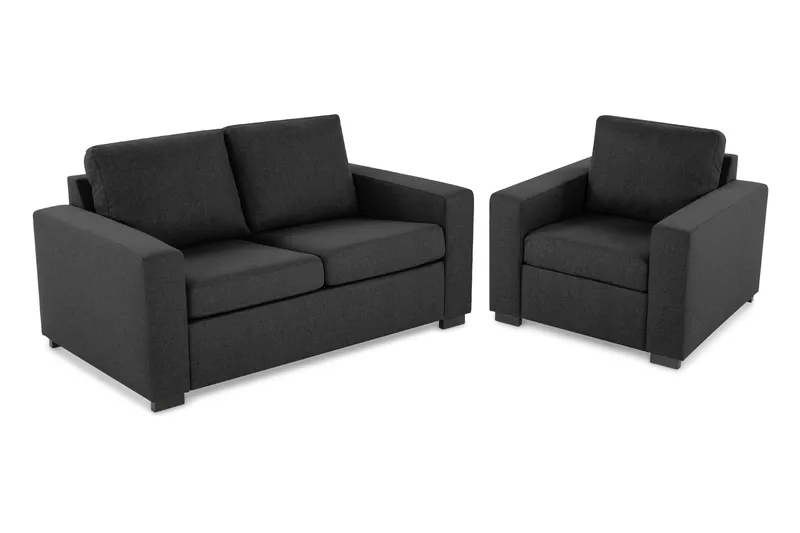 Crazy Sofaarrangement 2-personers Sofa + Lænestol i Stof - Mørkegrå - Møbler - Sofaer - Sofagrupper