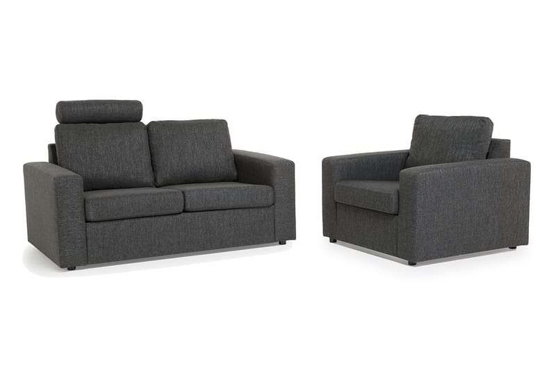 Crazy Sofagruppe 2-personers Sofa + Lænestol i Stof - Antracit - Møbler - Sofaer - Sofagrupper