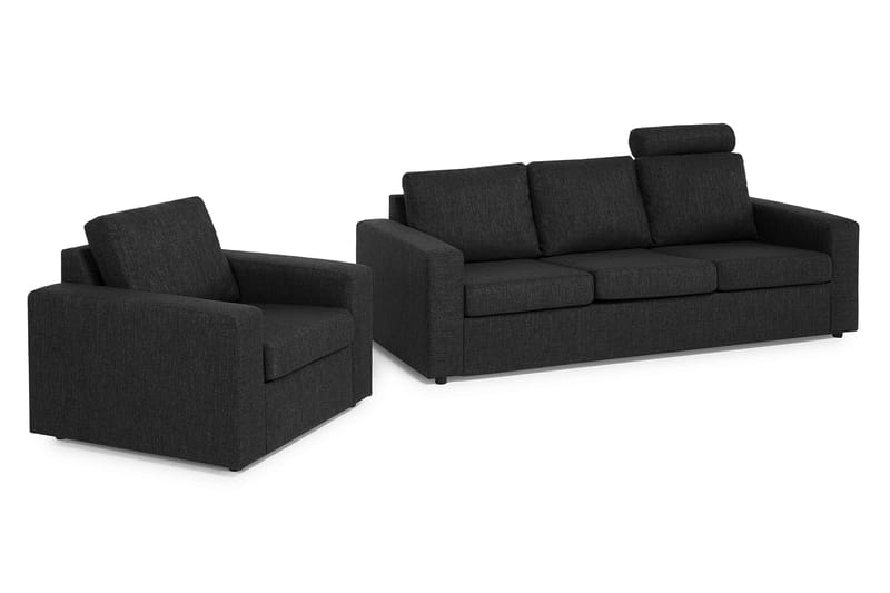 Crazy Sofagruppe 3-personers Sofa + Lænestol i Stof - Antracit - Møbler - Sofaer - Sofagrupper