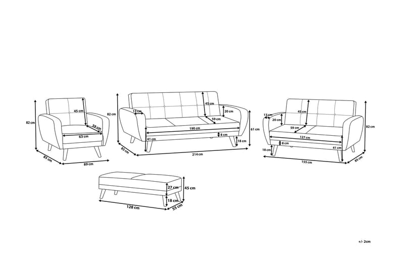 Florli Sofagruppe 2 -Pers.+2-Pers. - Grå - Møbler - Sofaer - Sofagrupper