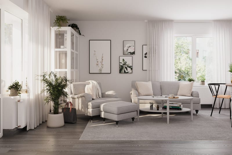 Howard Classic Sofagruppe 2-personers Sofa + Lænestol + Fodskammel i Stof - Grå - Møbler - Sofaer - Sofagrupper - Howard sofagruppe