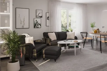 Howard Classic Sofagruppe 2-personers Sofa + Lænestol + Fodskammel i Stof - Mørkegrå - Møbler - Sofaer - Sofagrupper - Howard sofagruppe