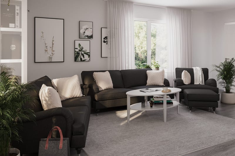 Howard Classic Sofagruppe 3-personers + 2-personers Sofa + Lænestol i Stof - Mørkegrå - Møbler - Sofaer - Sofagrupper - Howard sofagruppe