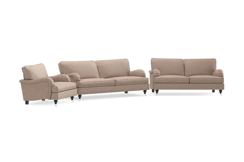 Howard Classic Sofagruppe 3-personers + 2-personers Sofa + Lænestol i Stof - Mørkebege - Møbler - Sofaer - Sofagrupper - Howard sofagruppe
