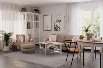 Howard Classic Sofagruppe 3-personers Sofa + Lænestol + Fodskammel i Stof - Mørkebege - Møbler - Sofaer - Sofagrupper - Howard sofagruppe