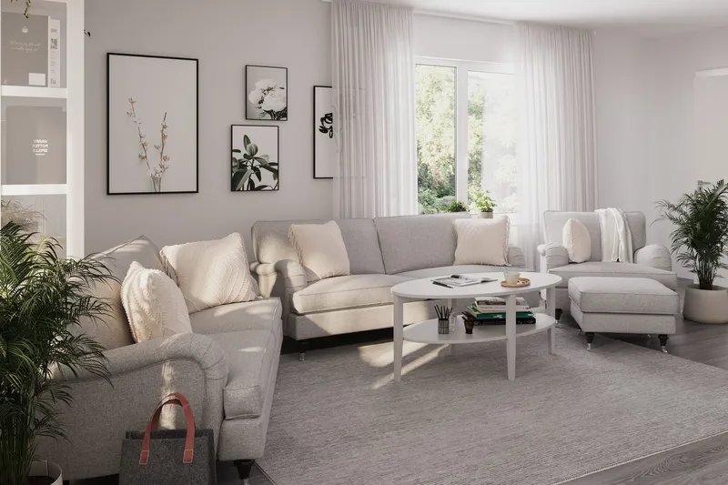 Howard Classic Sofagruppe 3-personers + 2-personers Sofa + Lænestol i Stof - Grå - Møbler - Sofaer - Sofagrupper - Howard sofagruppe
