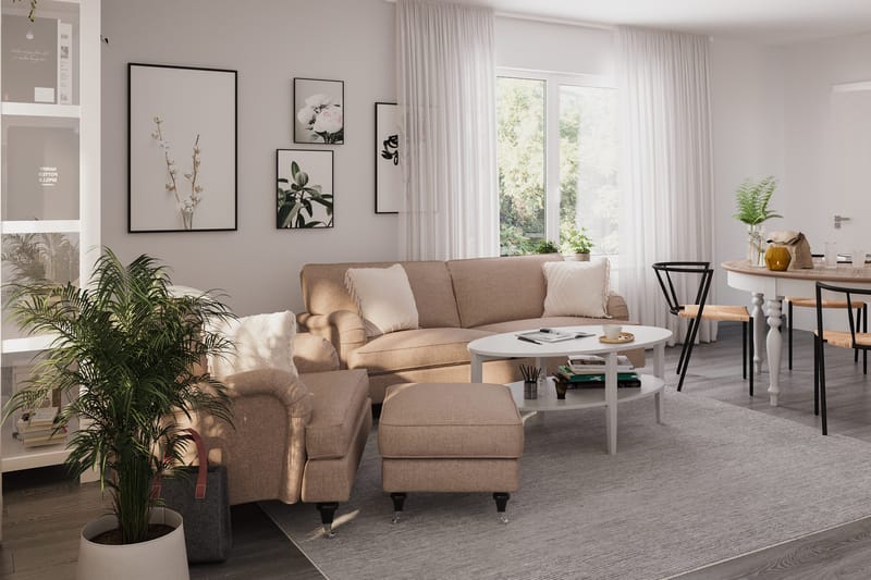Howard Classic Sofagruppe 3-personers Sofa + Lænestol + Fodskammel i Stof - Mørkebege - Møbler - Sofaer - Sofagrupper - Howard sofagruppe