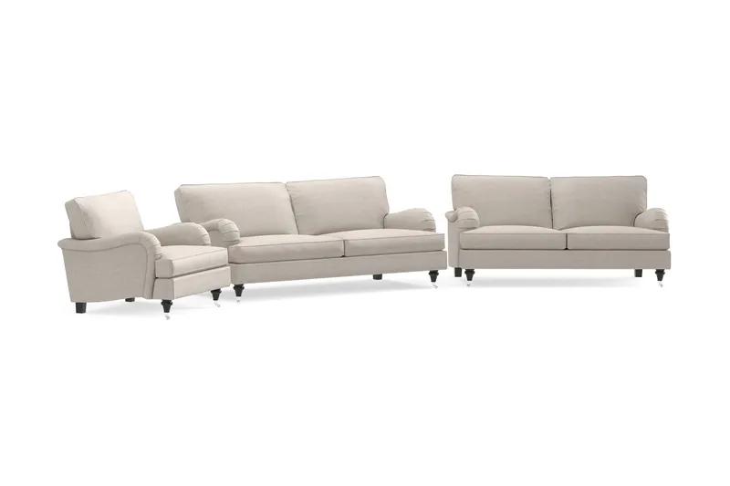 Howard Classic Sofagruppe 3-personers + 2-personers Sofa + Lænestol i Stof - Beige - Møbler - Sofaer - Sofagrupper - Howard sofagruppe