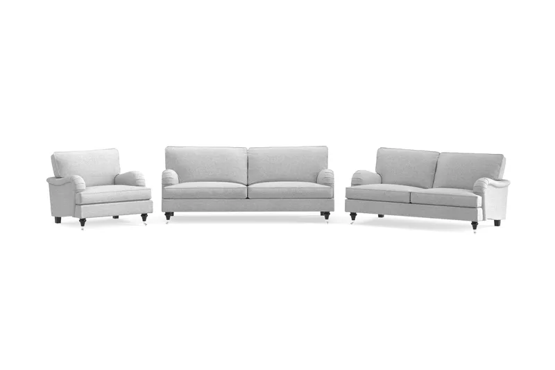 Howard Classic Sofagruppe 3-personers + 2-personers Sofa + Lænestol i Stof, Grå