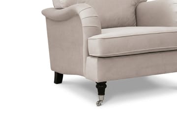Howard Classic sofagruppe 3-personers sofa og lænestol samt fodskammel i fløjl - Beige - Møbler - Sofaer - Sofagrupper - Howard sofagruppe