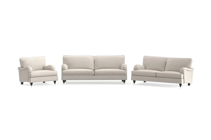 Howard Classic Sofagruppe 3-personers + 2-personers Sofa + Lænestol i Stof, Beige