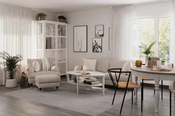 Howard Classic Sofagruppe 3-personers Sofa + Lænestol + Fodskammel i Stof - Beige - Møbler - Sofaer - Sofagrupper - Howard sofagruppe