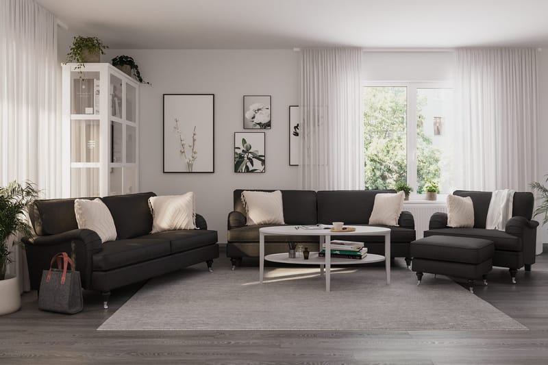 Howard Classic Sofagruppe 3-personers + 2-personers Sofa + Lænestol i Stof - Mørkegrå - Møbler - Sofaer - Sofagrupper - Howard sofagruppe