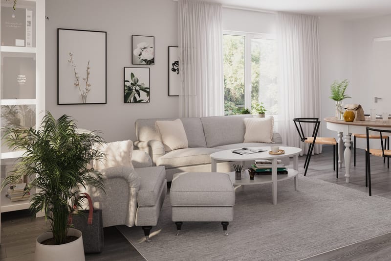 Howard Classic Sofagruppe 3-personers Sofa + Lænestol + Fodskammel i Stof - Grå - Møbler - Sofaer - Sofagrupper - Howard sofagruppe