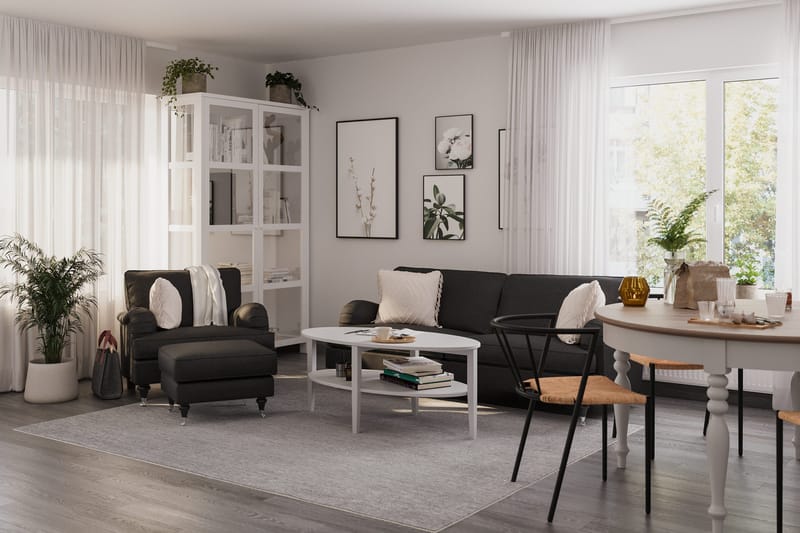 Howard Classic Sofagruppe 3-personers Sofa + Lænestol + Fodskammel i Stof - Mørkegrå - Møbler - Sofaer - Sofagrupper - Howard sofagruppe