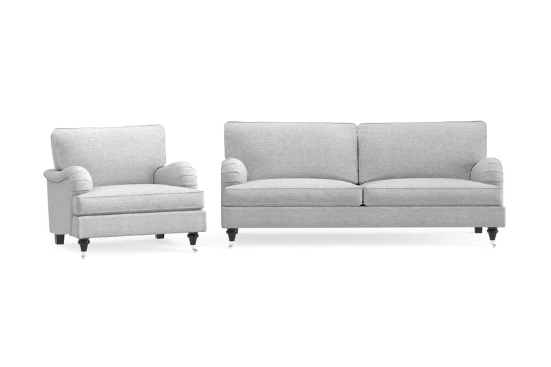 Howard Classic sofagruppe med 2-personers sofa + lænestol i stof, Grå